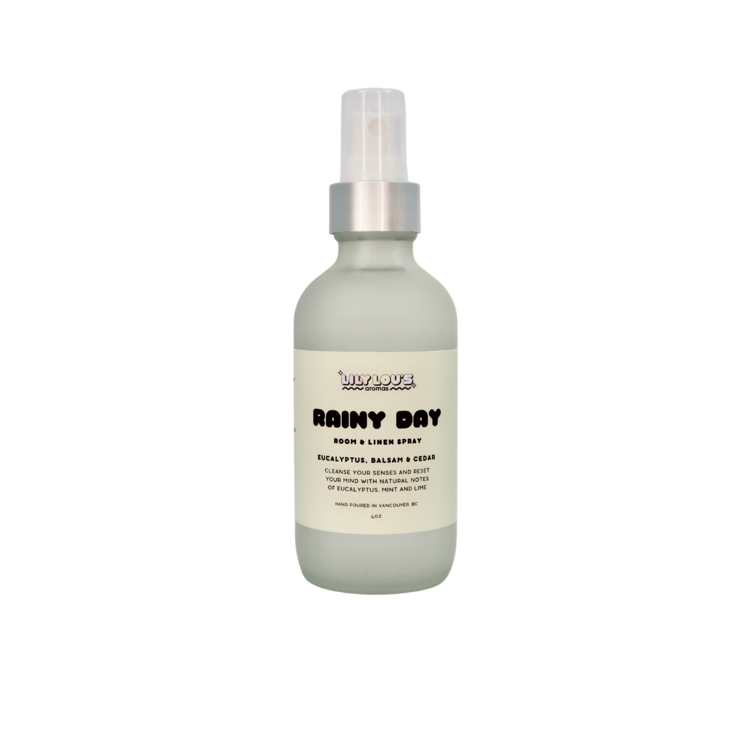 Rainy Day Room & Linen Spray  Eucalyptus, Balsam & Cedar – Lily Lou's  Aromas